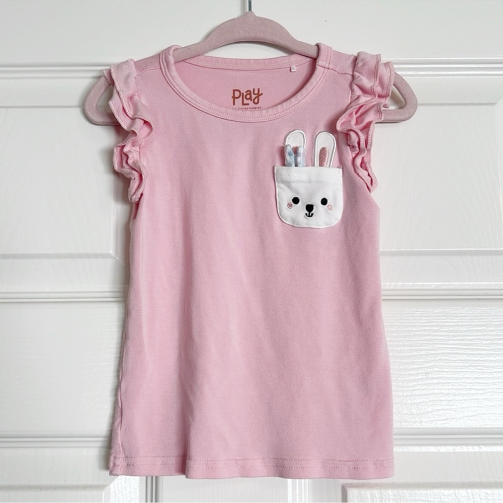 Little Sleepies Pink Blossom Pocket Flutter Tee Bunny